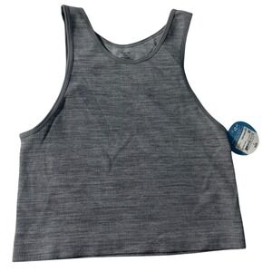 Arizona Body Rib High Neck Brami Heather Gray Seamless Crop Top Large L NEW